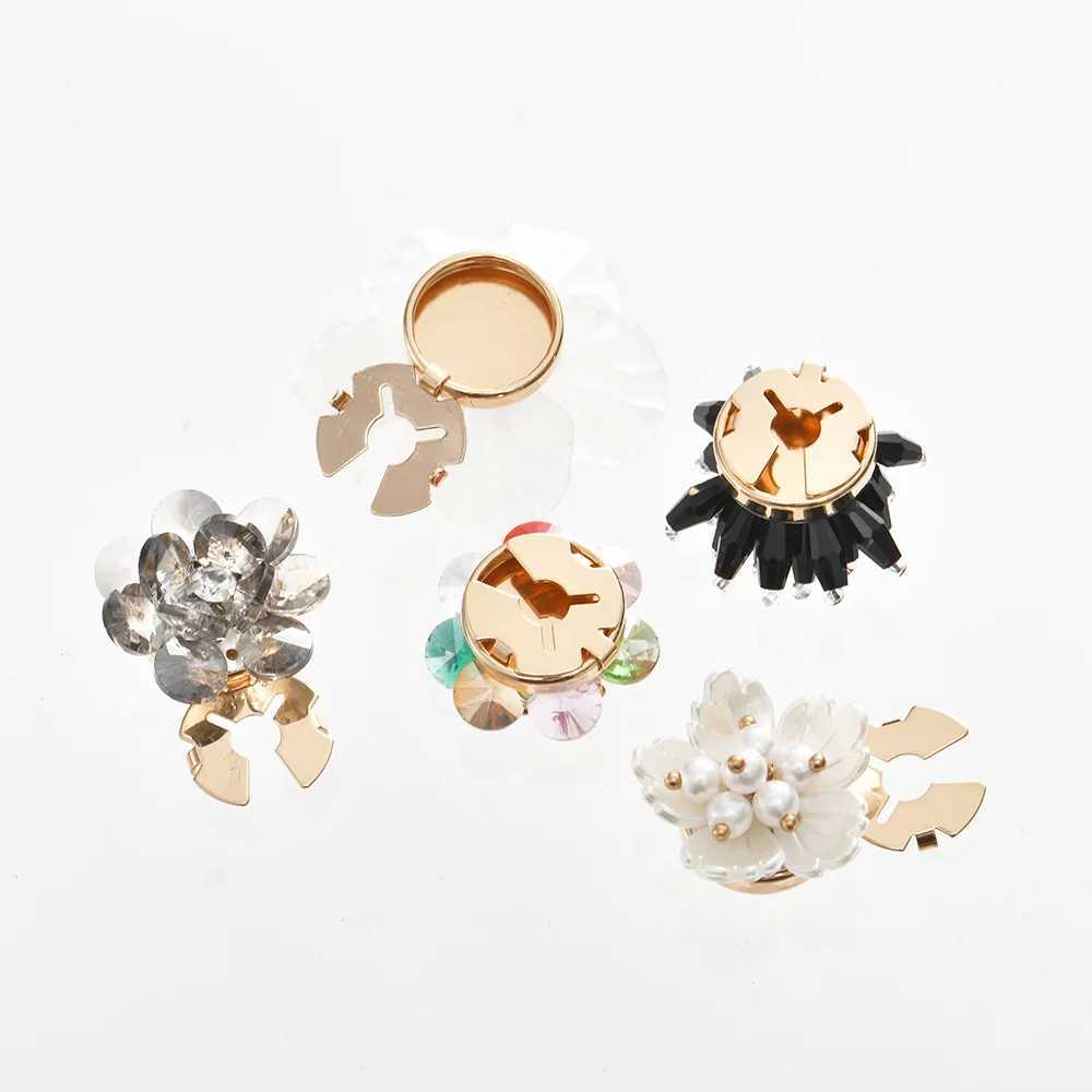 1PCS Pearl Rhinestone Flower Cufflinks for Women Suit Shirt Buttons Covers Fashion Jewelry Accessories Decoration Gifts W250606