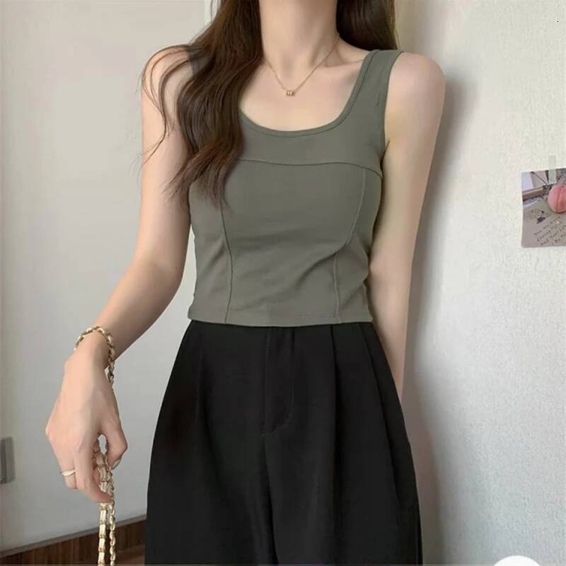 Camisole Yoga With Padding Inner Outer Wear Sleeveless Wide Shoulder Summer Slim Top Women Motion Vest