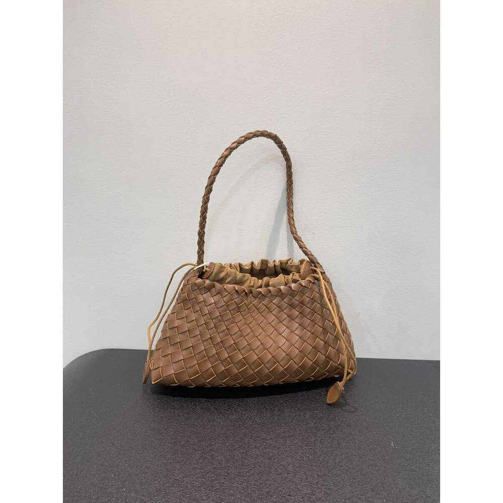 New Woven Soft Leather Women s French Style Basket Handbag Shoulder Bag