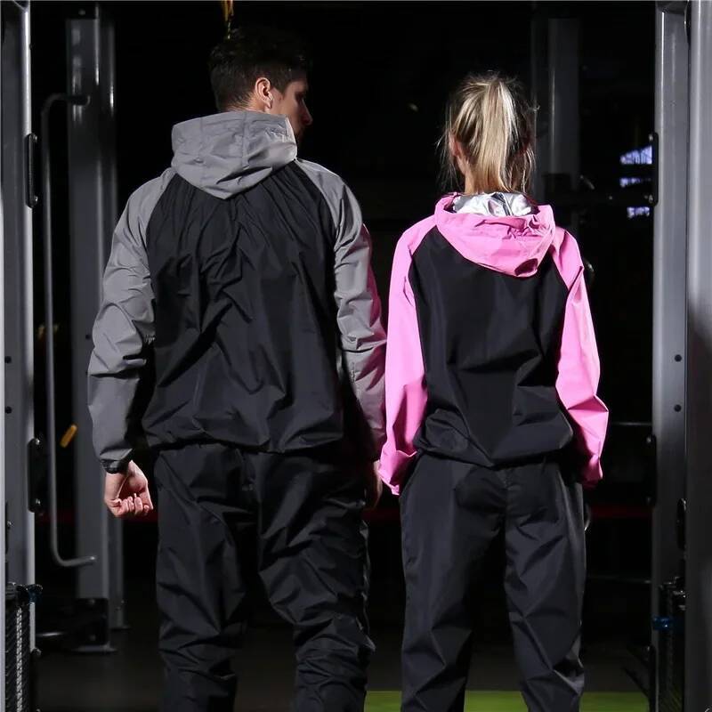 Ddmyoutdoor Summer Korean Sauna Men Women Gym Running Set Hoodies Sportswear Fiess Weight Loss Sweating Jogging Suit Size M XL Jogging Suit