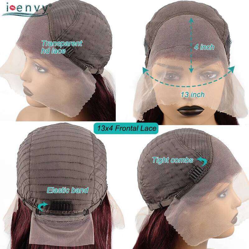 Transparent Frontal Wig Dark Human Hair Peruvian Colored Straight Lace Front Women Ginger Blonde Brown Wigs