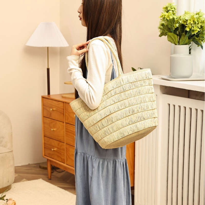 Straw Beach Tote New Straw Woven Fashion Women S Large Capacity Commuter Tote Beach Bag Straw Large Tote