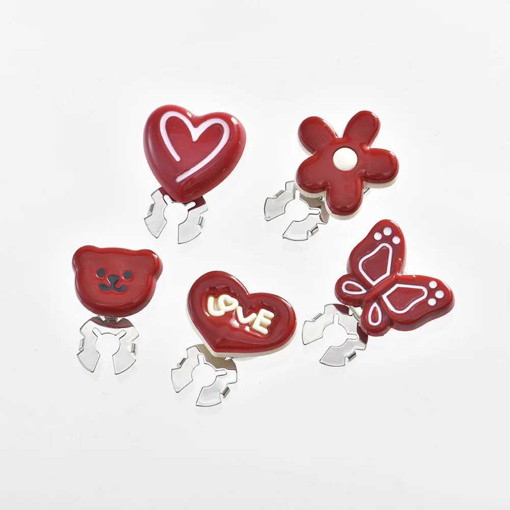 1PCS Cartoon Heart Butterfly Flower Cufflinks for Women Shirt Decorative Button Cover Animal Fashion Clothing Accessories W250606
