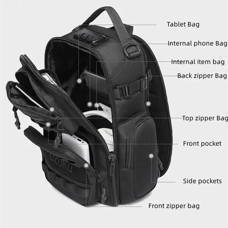 OZUKO Large Capacity Men Chest Waterproof Outdoor Sports Tactical Male Shoulder Bag High Quality Crossbody Sling Bags