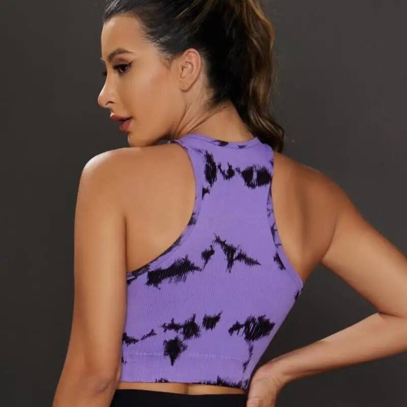 Women's Tie Dye Sleeveless Workout Casual Cropped Tank Top Shirts