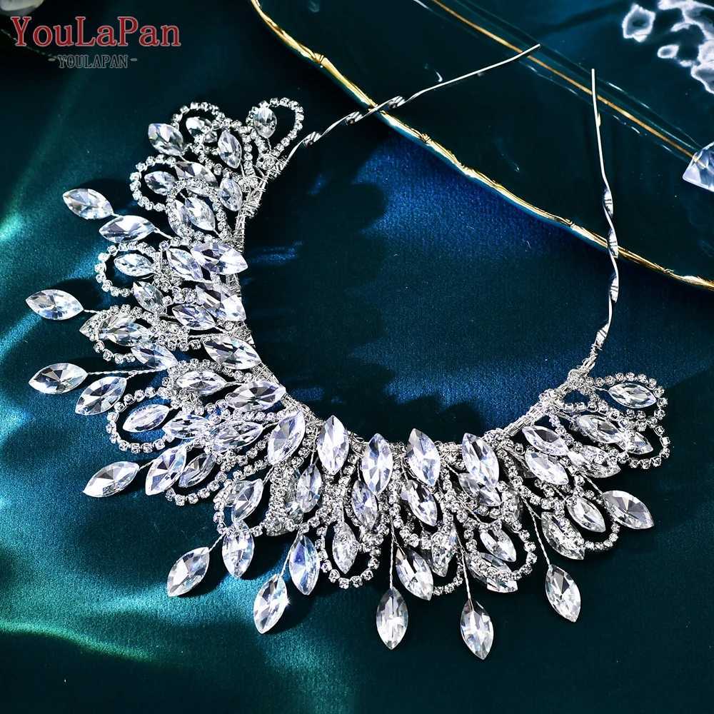YouLaPan Big Rhinestone Tiara Crown Bridal Wedding Headband Handmade Crystal Head Pieces Woman Banquet Hair Accessories HP616 Z250605