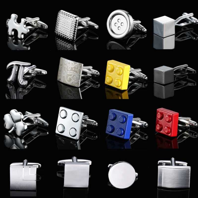 High quality brass material silver laser pattern building block Cufflink fashion mens French shirt Cufflinks wholesale retail W250606