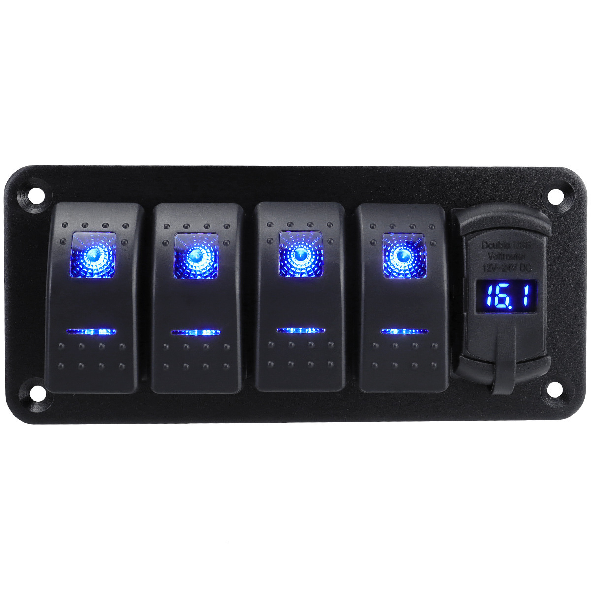 Car Central Control Modification 2+1 Multi-Position Panel Combination 4.2A Dual USB Boat Type Pre-Wired Waterproof Switch