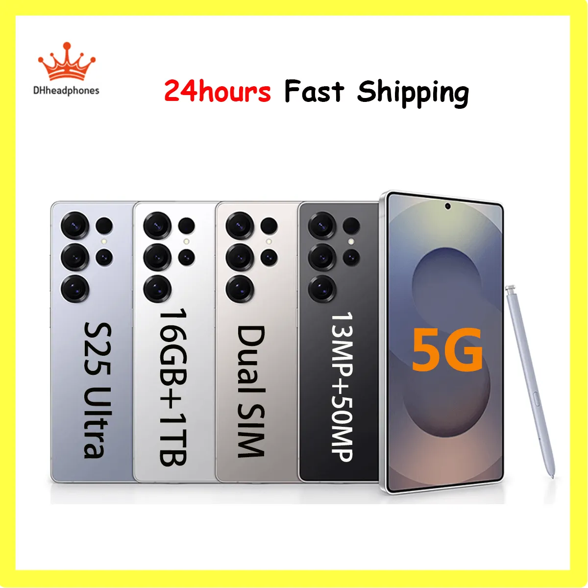 Unlocked S25 Ultra Mobile Phone - 7.3 Inch 5G Smartphone with Full HD Display, 1TB Memory & Face ID Security