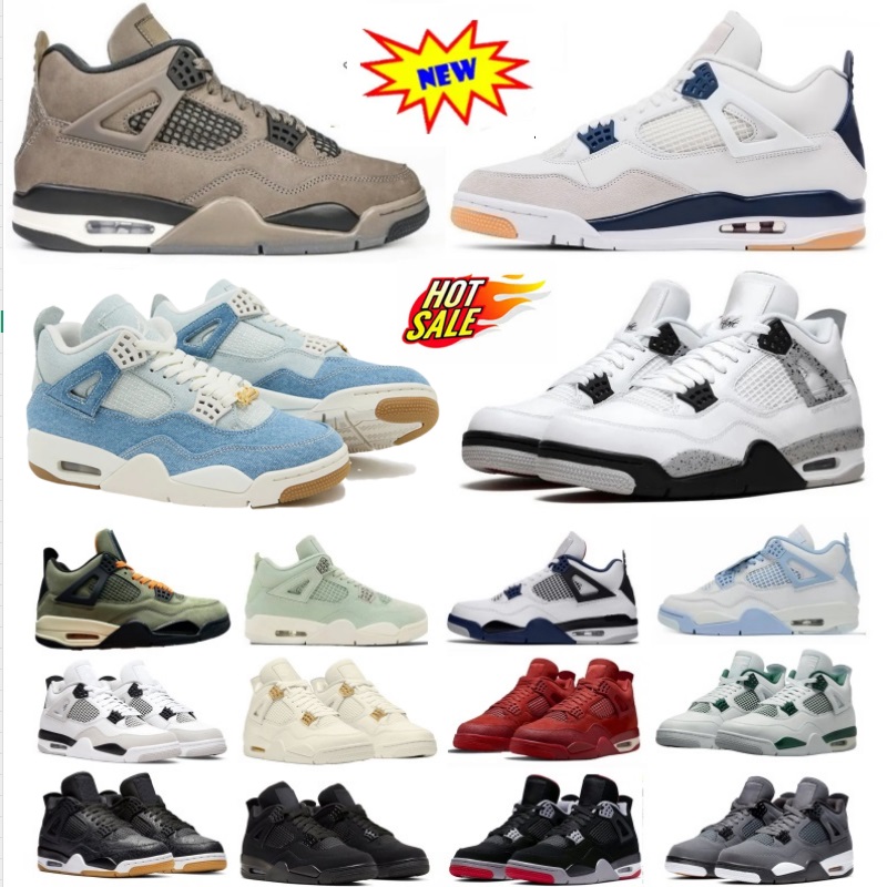 Cave Stone Men Basketball Shoes 4S Worn Blue White Cement Navy 4 Fear Forget Me Not Seafoam Metallic Gold Thunder Olive Sail UNC Bred Women Outdoor Sport Shoe Sneakers
