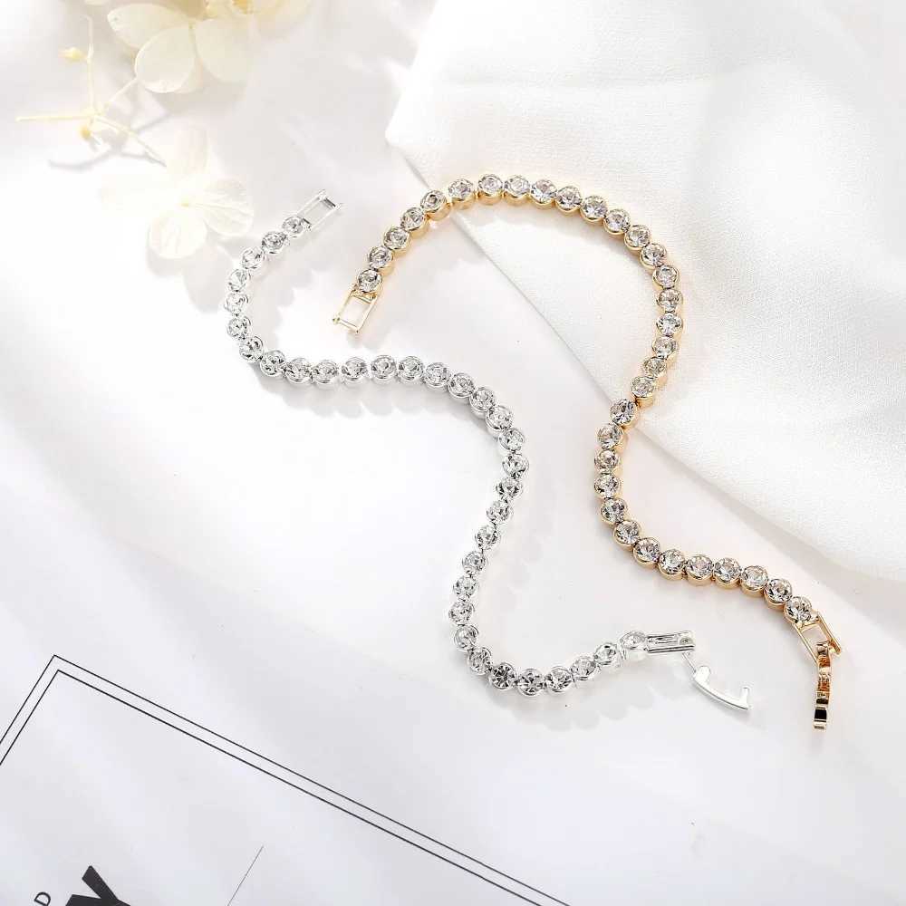 Luxury Crystal Tennis Bracelets For Women Wedding Gift Gold Silver Color Metal Roman Chain Bracelets Bangles Jewelry W250606