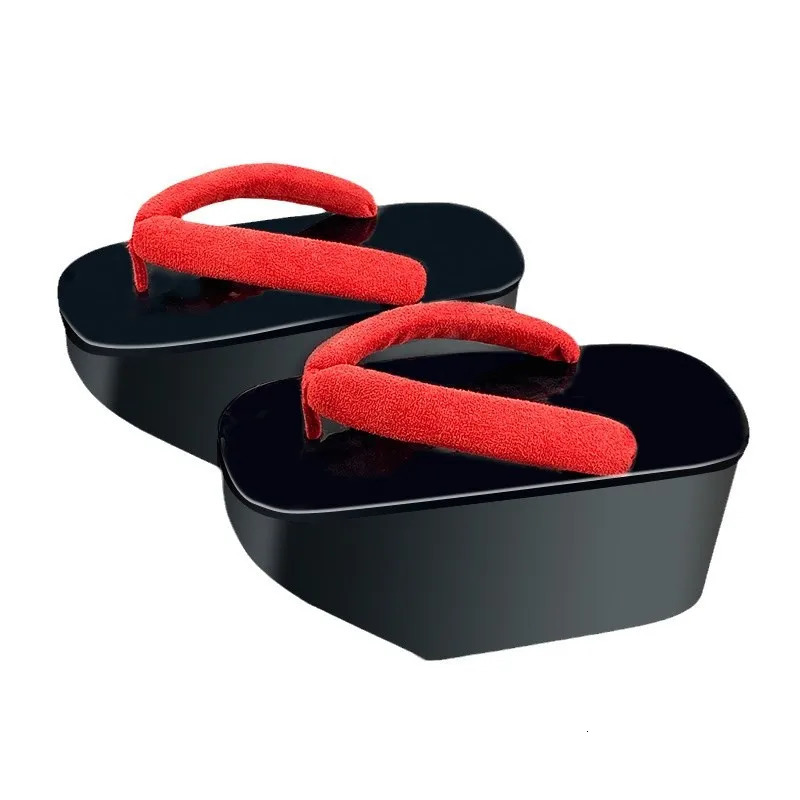 Womens PVC Slippers High Heel Geisha Cosplay Shoes Matte Painted Flip Flops Classic Japan Geta 250604