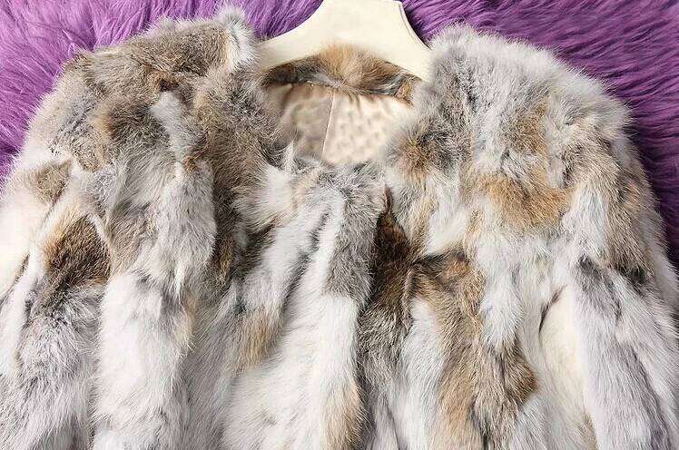 New Women Fashion Real Genuine Natural Rabbit Fur Coat lady warm jacket custom any szie Free Shipping