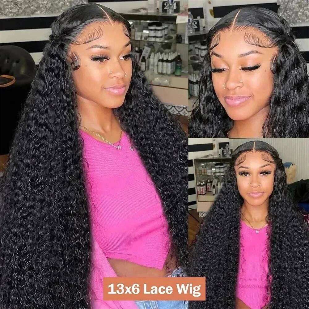 200 Density 13x4 Brazilian 13x6 HD Lace Front Wig Deep Wave Curly Frontal Human Hair Wigs For Black Women