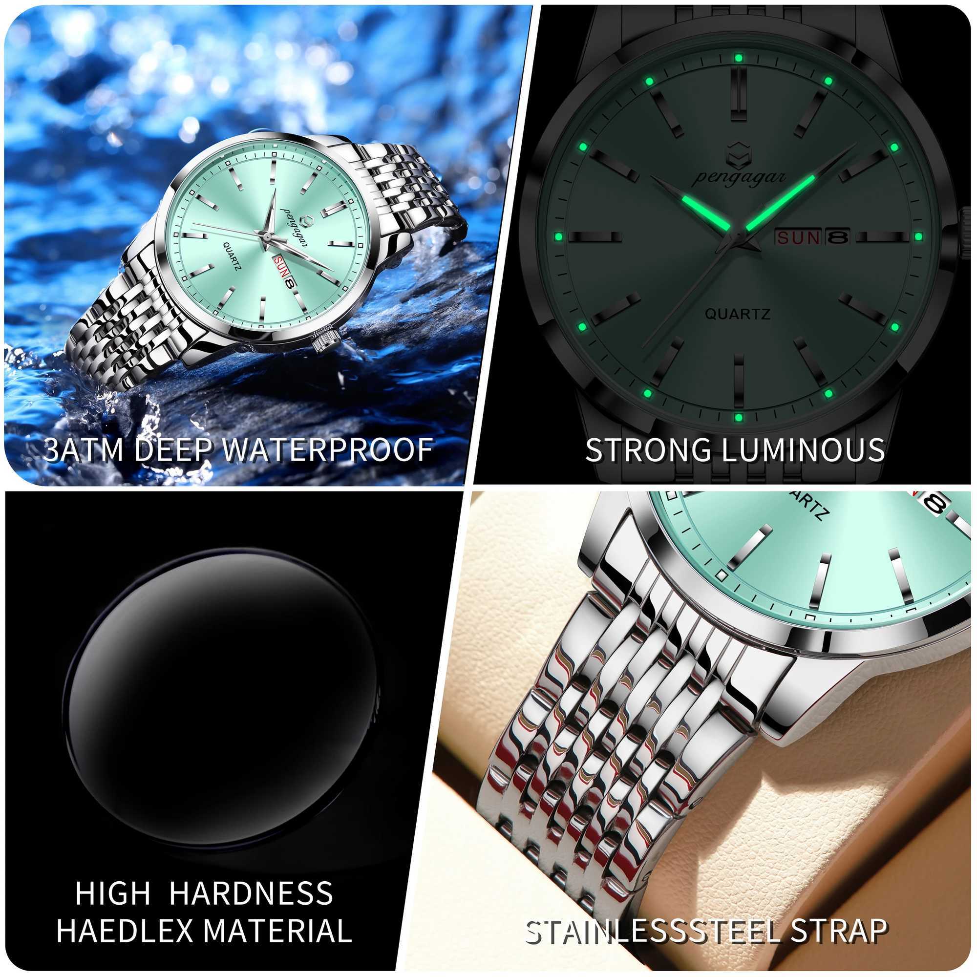 Top Brand Luxury Men Quartz Watches Original Watch for Men Waterproof Luminous Date Week Stainless Steel Wristwatch Male 2025 Y250605