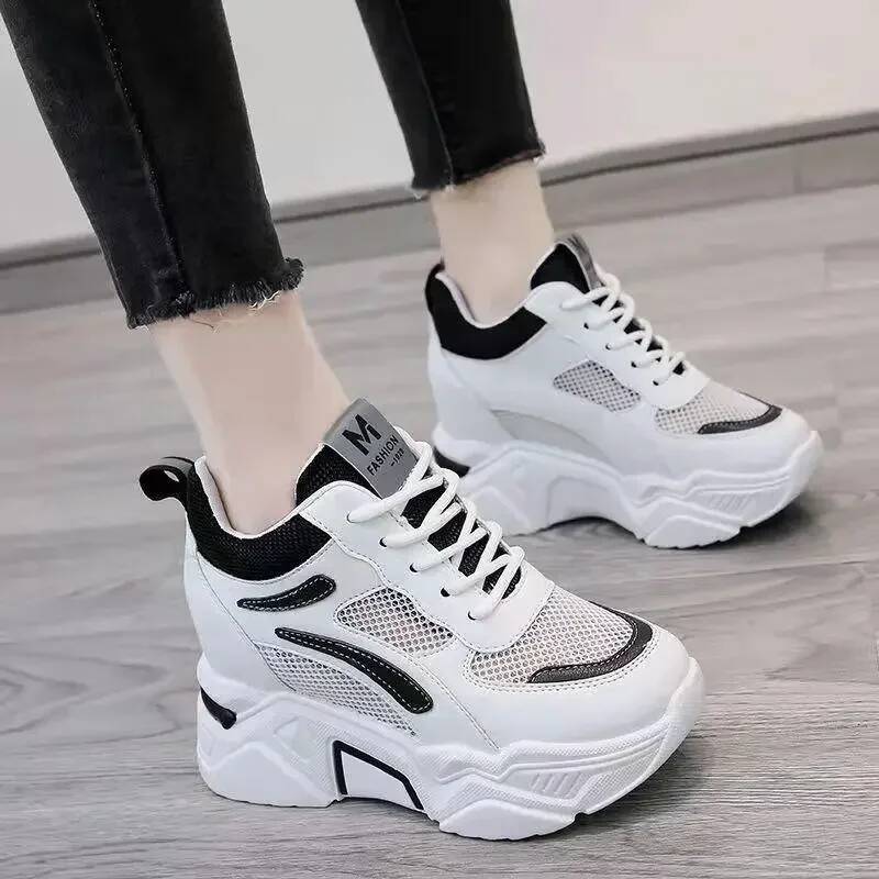 Ddmyoutdoor Women Fashion Height Increasing Casual Shoes Ladies Platform Mesh Wedges Sneakers Sport Gym Walking Running Vulcanize Outdoor Shoes