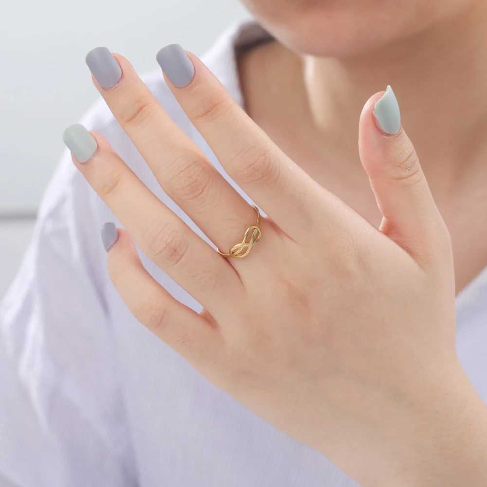 COOLTIME Infinite Knot Ring Stainless Steel Vintage Simple Rings Women Fashion Asymmetry Minimalist Ring Friendship Jewelry W250606