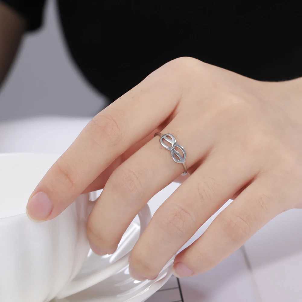 COOLTIME Infinite Knot Ring Stainless Steel Vintage Simple Rings Women Fashion Asymmetry Minimalist Ring Friendship Jewelry W250606