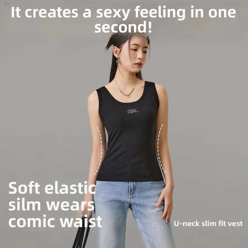 American Style Women's Vest Strap Summer New Model with Chest Pad Inner Wear Letter Base Sport Top Can Be Worn outside Female