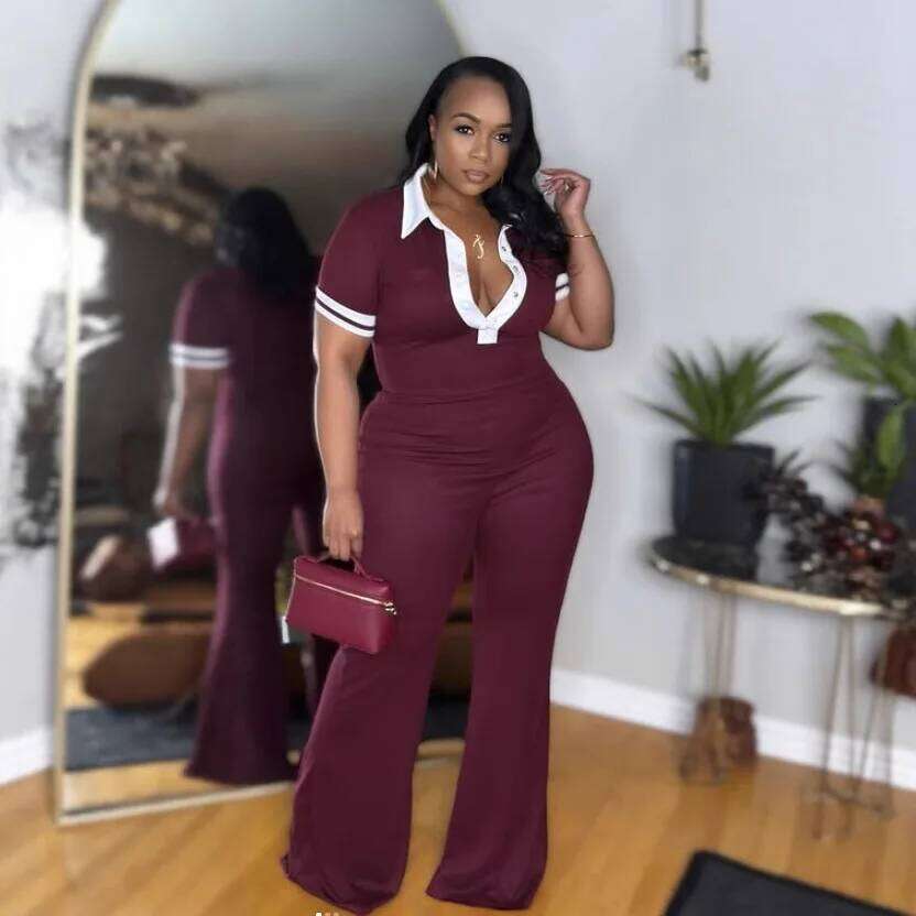 Women Patchwork Elastic Short Sleeve Jumpsuit 2025 Fashion Summer African Chic Street Party Romper One Piece Set Outfits