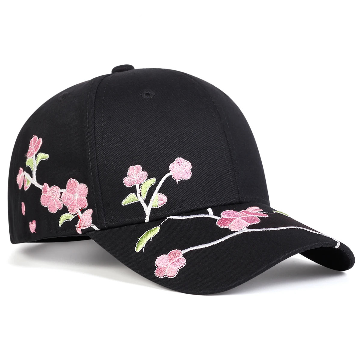 1piece Unisex Peach Blossom Embroidery Baseball Cap Outdoor Adjustable Sunscreen Leisure Hat Spring Autumn Travel Vacation 250604