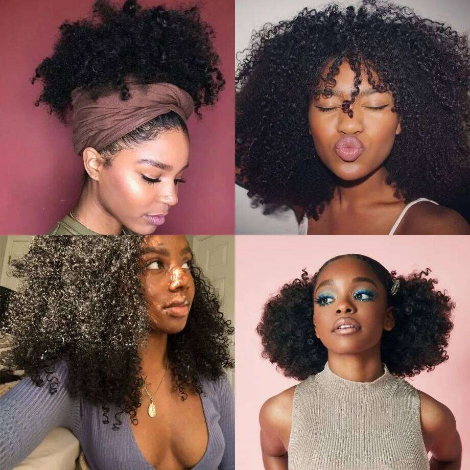 Mongolian Kinky Human Bundles With African Natural Fluffy Hair Extensions 4x4 Lace Closure 4B 4C Tissage Afro