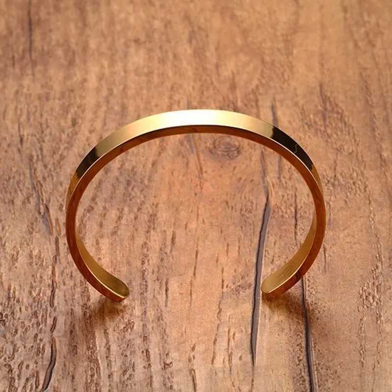 Solid Golden Flat 6mm 8mm Cuff Bangles for Men Bracelet Bangles Bracelet Wristband Bracelet W250606