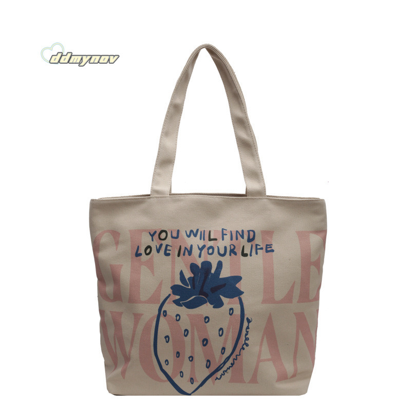 Large Capacity Letter Canvas for Women, Summer New Trendy Fashion Single Shoulder Tote Bag, Outdoor Handheld Shopping Bag ddmynov