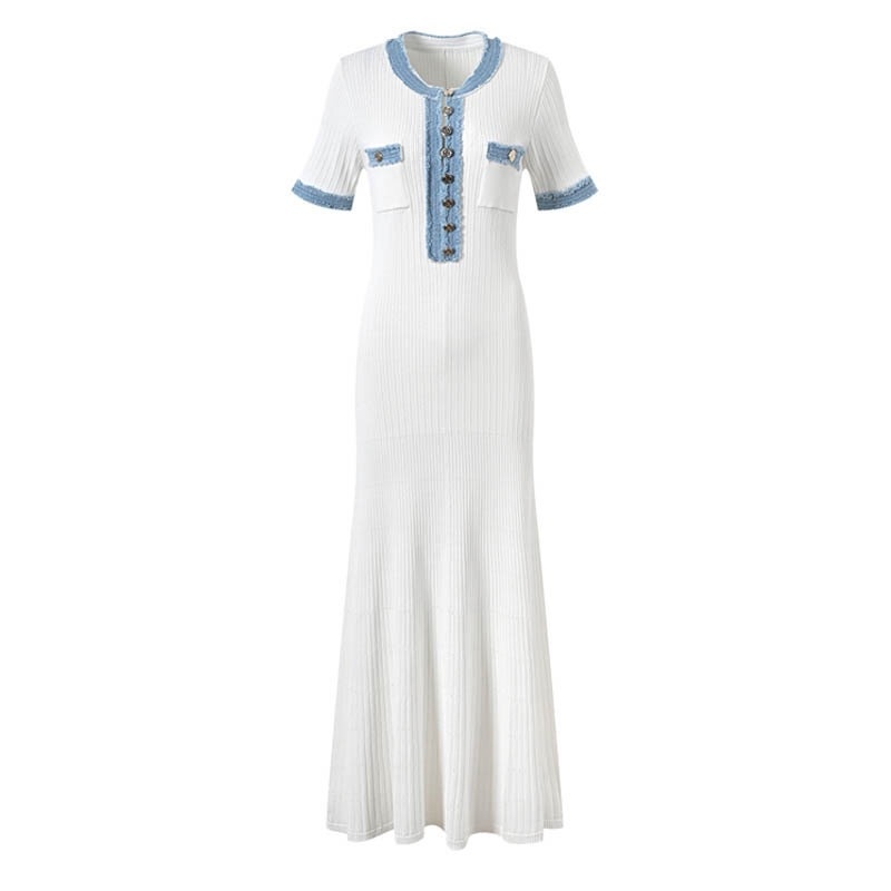 Sandro Dress with Sandro logo style skirt, high-end dress, sleeveless pearl knit