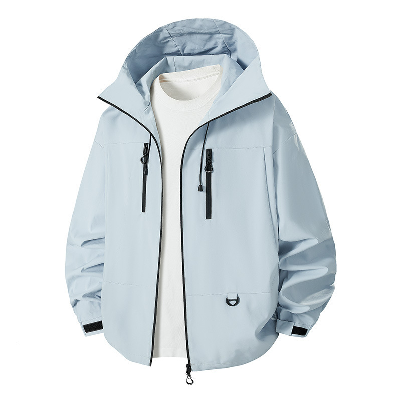 Ddmyoutdoor Spring And Autumn Waterproof Solid Color Unisex Versatile Casual Hooded Hard Shell Outdoor Loose Trendy Jacket Jogging Suit