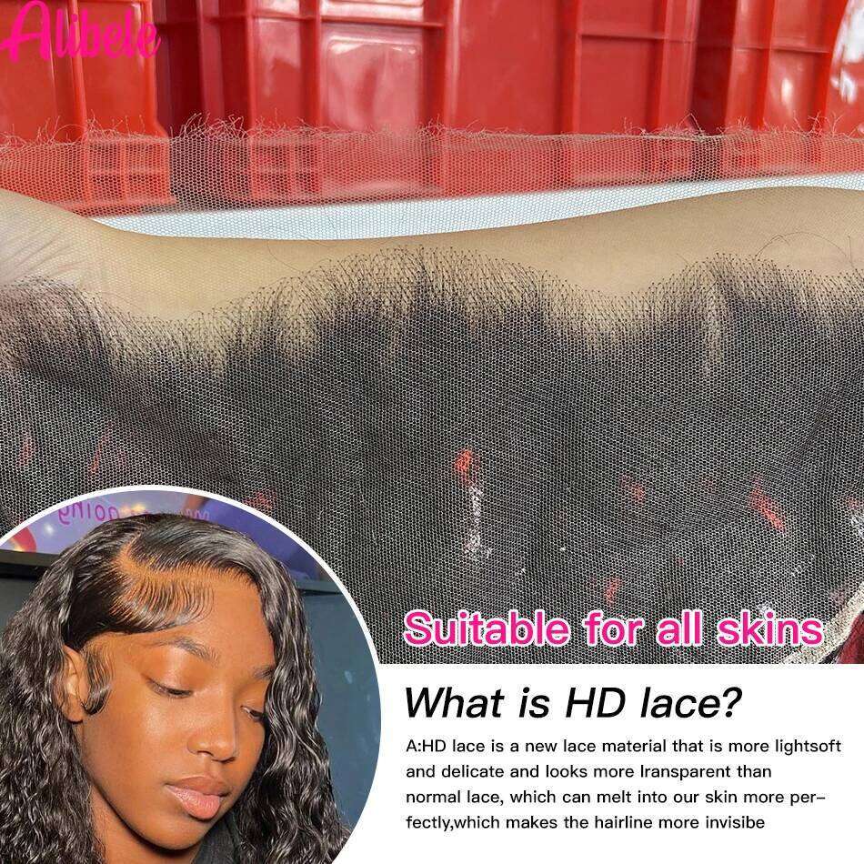 Alibele HD Brazilian Body Wave 13x6 Lace Front Long Hair Weave Bundles With Frontal