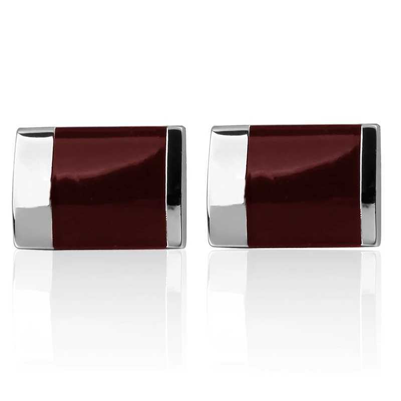 Mens French shirt cufflinks copper material rectangular wine red enamel cufflinks fashion clothing accessories wholesale W250606