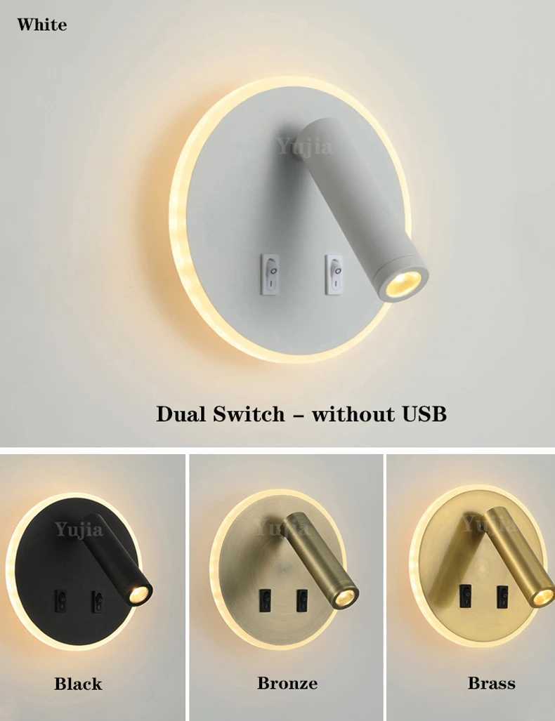 Modern Versatile LED Wall Sconce Lamp with Dual USB Ports Adjustable Side Reading Lights for Modern Bedrooms Studies and Hotels Z250605