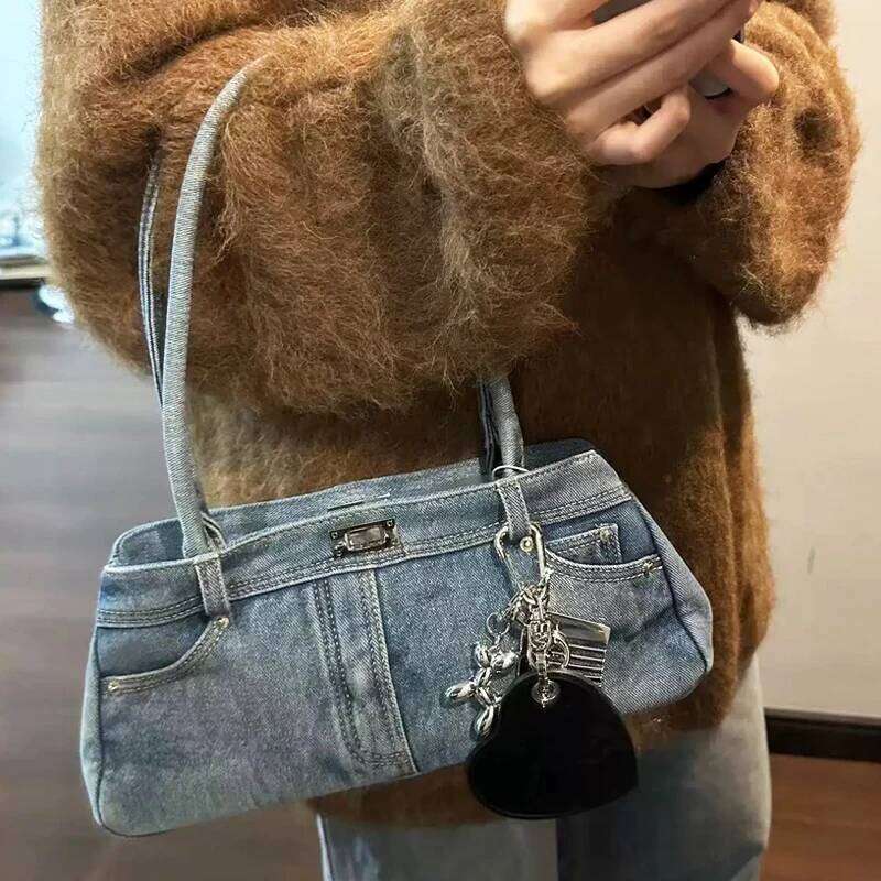 Elegant Women's Vintage Denim Shouldersacks Trendy under Arm Carry Tote