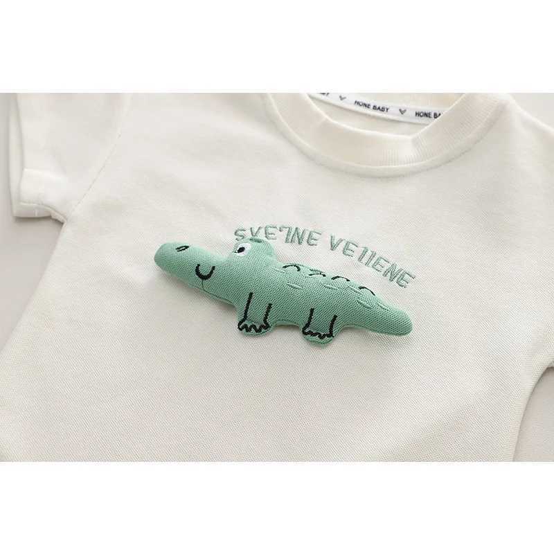 New Summer Infant Baby Girls Boys Cotton Clothes Sets Toddler Kids 3D Cartoon Crocodile T-Shirts Top and Shorts 2pcs/Set Outfits R250606