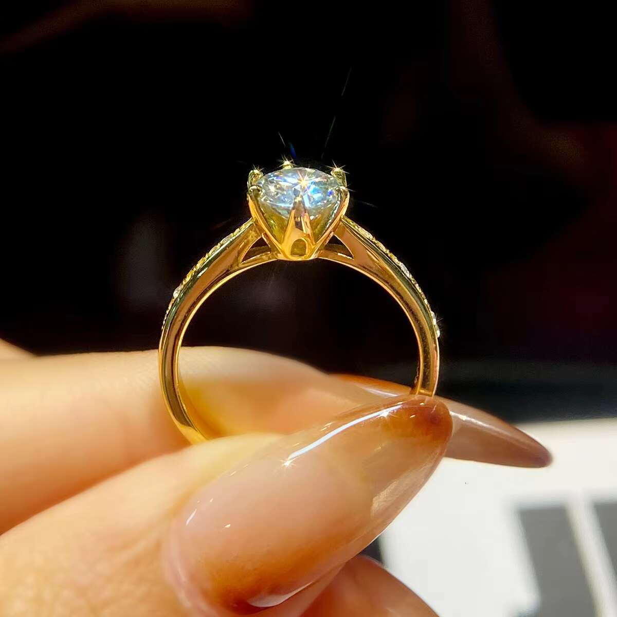 Custom Gra Certified Iced Out Diamond 925 Sterling Silver 1 2 Ct Round Women Moissanite Ring Engagement Fine Jewelry