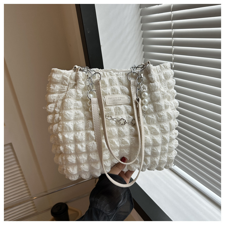 designer 2025 New Fashion Bubble Plaid Handbag Shoulder Large Capacity Tote Bag for Women Supports Wholesale and Mixed Orders