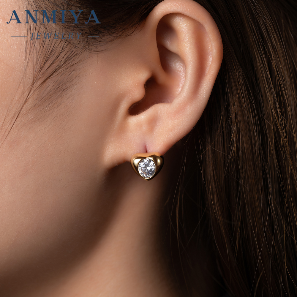 Wholesale Jewelry Heart Shape Zircon Necklace 925 Silver Jewelry Set for Women 18K Gold Plated Necklace Earring