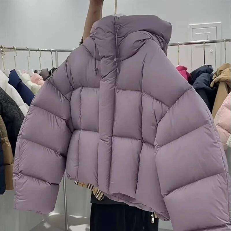 Korean Short Hooded Down Parkas Warm Puffer Jacket Women Cotton Padded Clothes Solid Loose Winter Coat Outwear Female