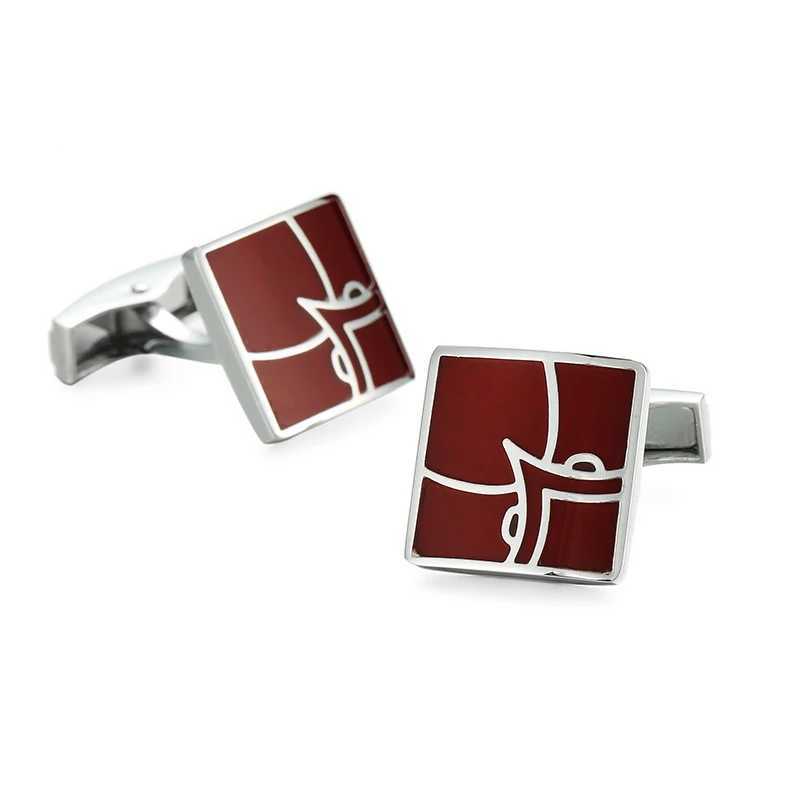 High quality retro patterned red floral cufflinks fashionable French shirt brass material brand designed mens wedding cufflinks W250606