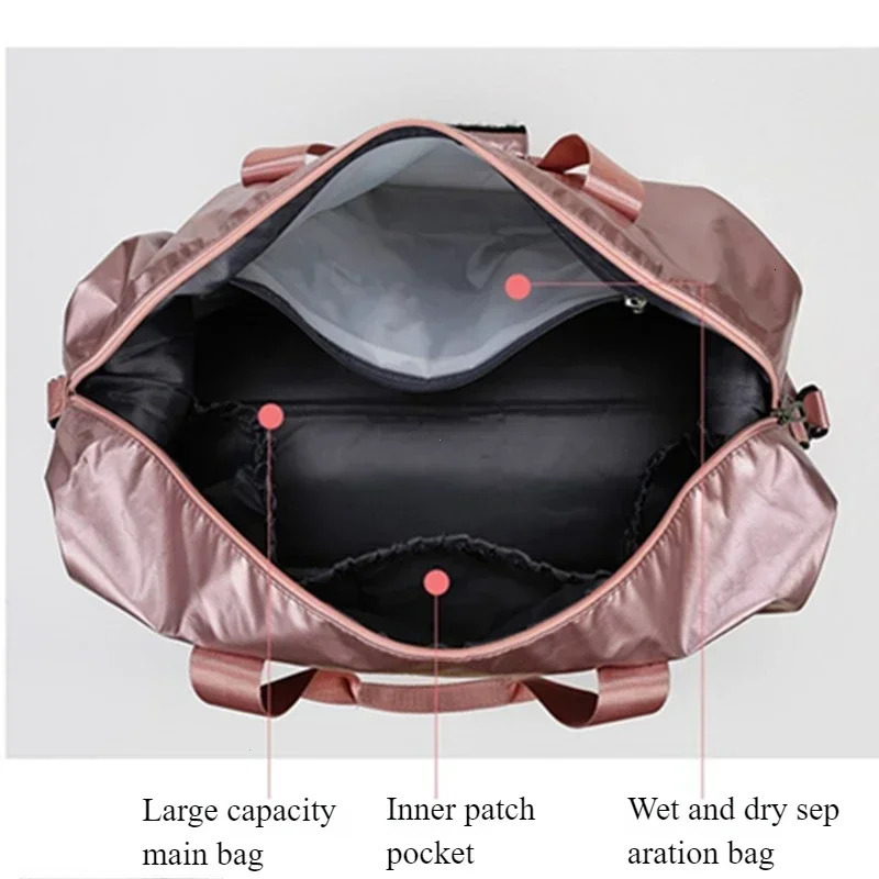 Large Capacity Gym Bags Pearlescent Women Fitness Training Swimming Handbag With Shoes Pocket Waterproof Yoga Pack Travel Duffel 250605