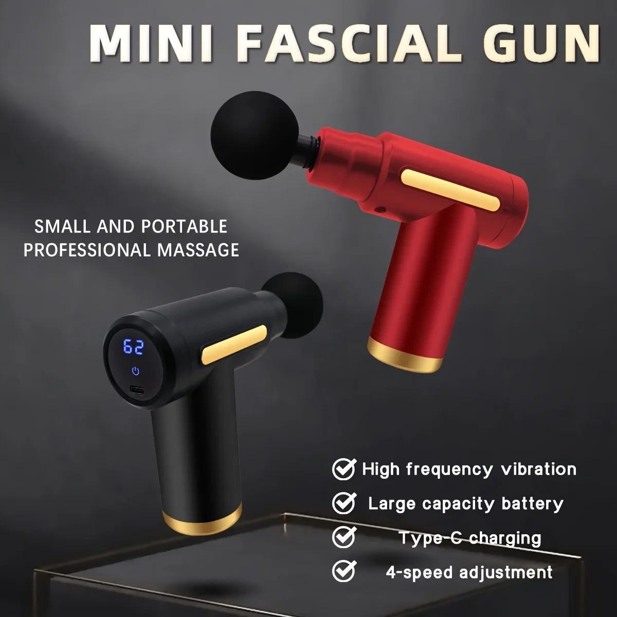 Portable digital fascia gun convenient electric massager LED display screen with six adjustable levelssilent and long-lasting 250605
