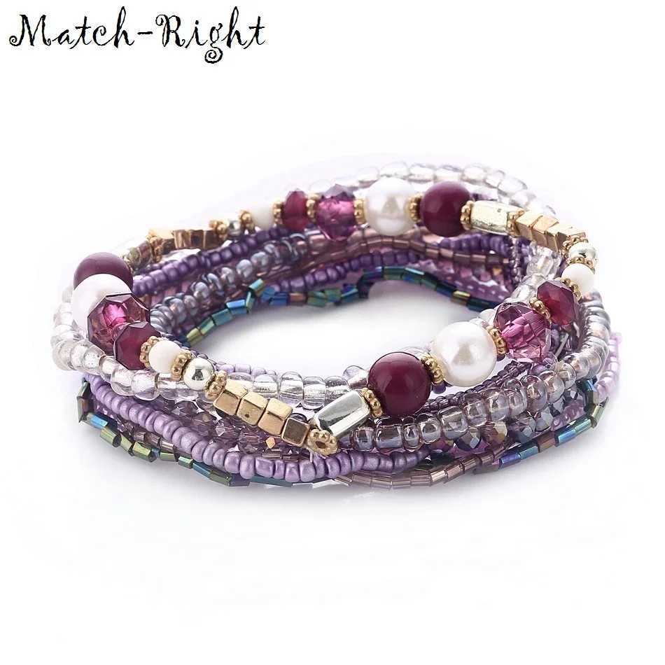 Multilayer Elastic Weave Bracelet Set with Colorful Beads - Bohemian Stackable Bangles for Women - Trendy Jewelry Gift W250606