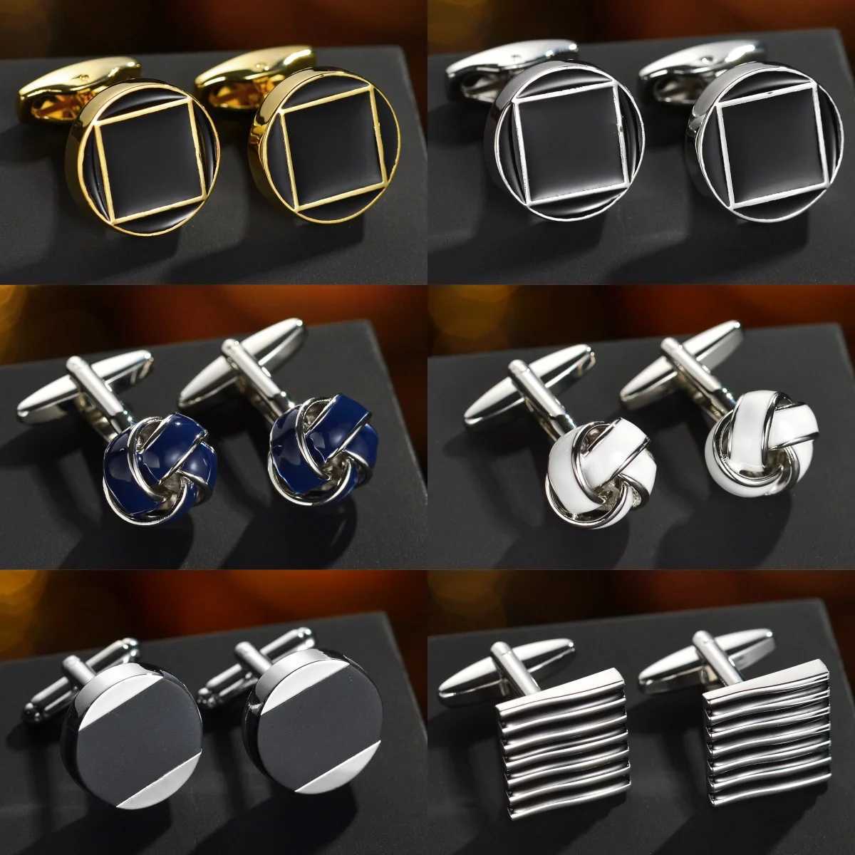Brand Business Luxury Copper Round Cufflinks For Mens Office Wedding Shirt Cuff Links Blue White Knot Tuxedo Cufflink Jewelry W250606