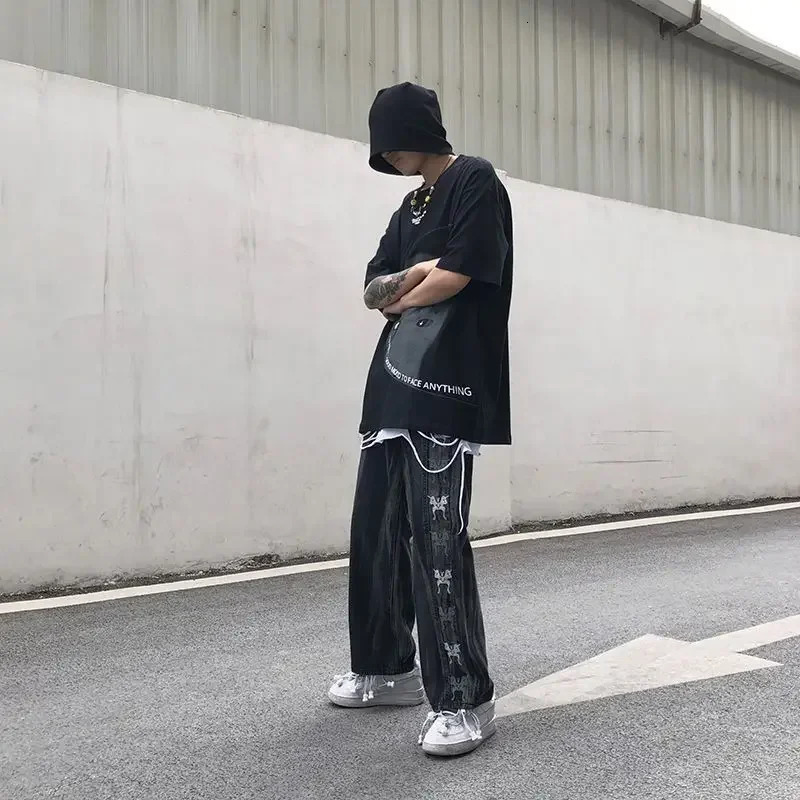 Trousers Hip Hop Straight Mens Jeans Tie Dye Graphic Man Cow Pants Y2k Streetwear Baggy Korean Autumn Harajuku Summer 250605