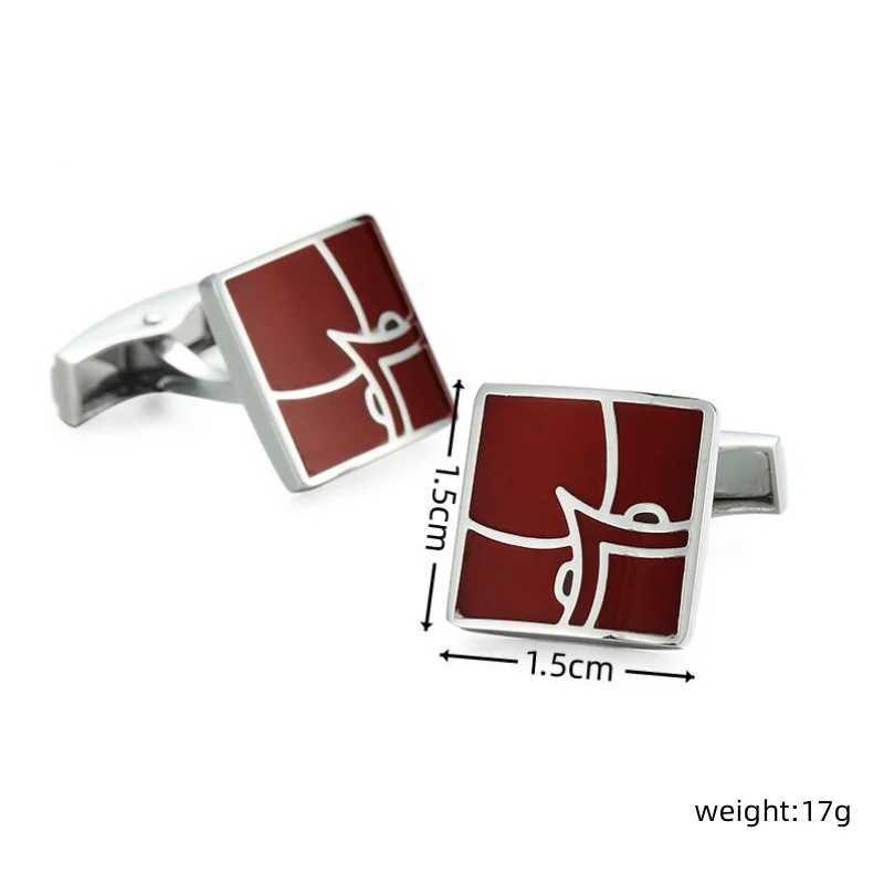 High quality retro patterned red floral cufflinks fashionable French shirt brass material brand designed mens wedding cufflinks W250606