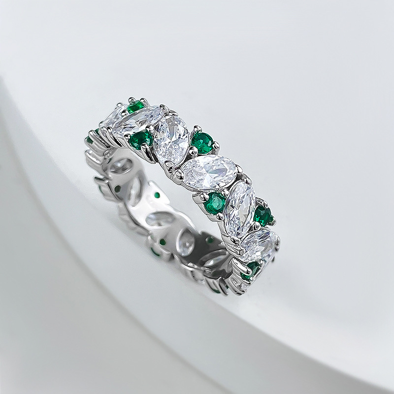 Choucong Elegant Sparkling Wedding Rings Luxury Jewelry Geunine 100% 925 Sterling Silver Marquise Cut White Lab Moissanite Diamond Eternity Lady Brida