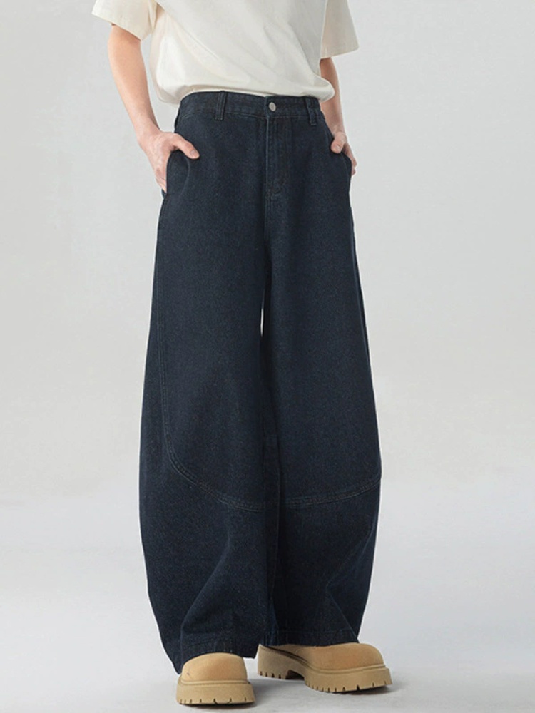 Men Jeans High Quality Wash Machete Wide Leg Cowboy Pants Tide Hip Hop Style Baggy Denim Jeans Curved Design Fashion Bottoms XXL Spring Summer