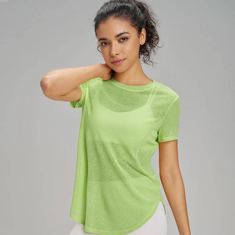 Hollow loose hoodie fiess leisure sports short sleeve mesh breathable lightweight yoga clothing women