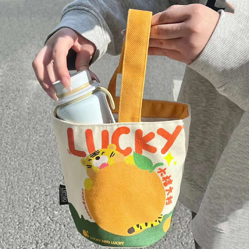 Bucket Handheld Outdoor Ins Canvas Cute Print Girl Phone Women's Bag
